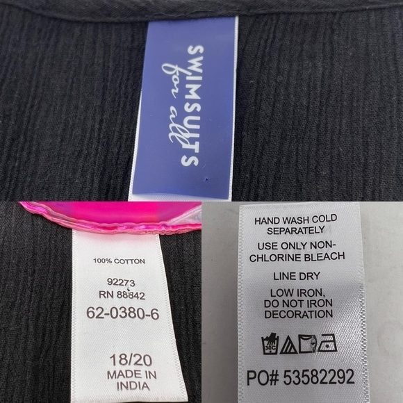 Swimsuits For All Swim Cover Up Size 2X 18 20 Black Silver Jeweled V Neck Sheer - Picture 4 of 12